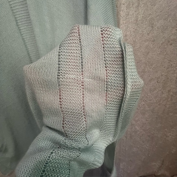 Young USA Lightweight Knit Open Front Kimono Light Green One Size Oversized - Picture 11 of 15